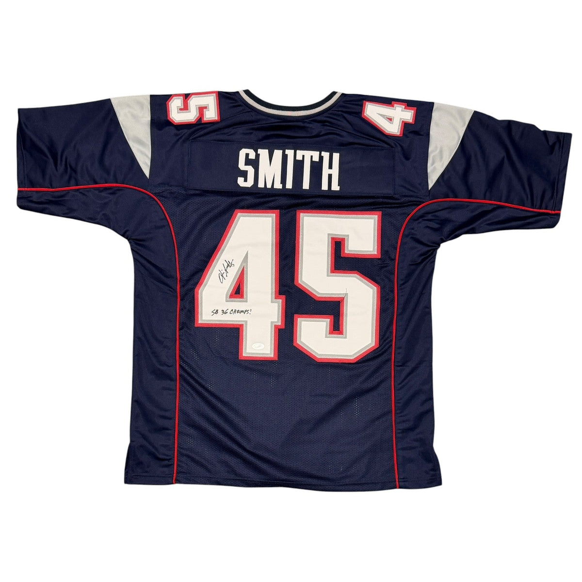 Otis Smith Signed Patriots Custom Jersey w/ SB 36 Champ JSA Witness COA