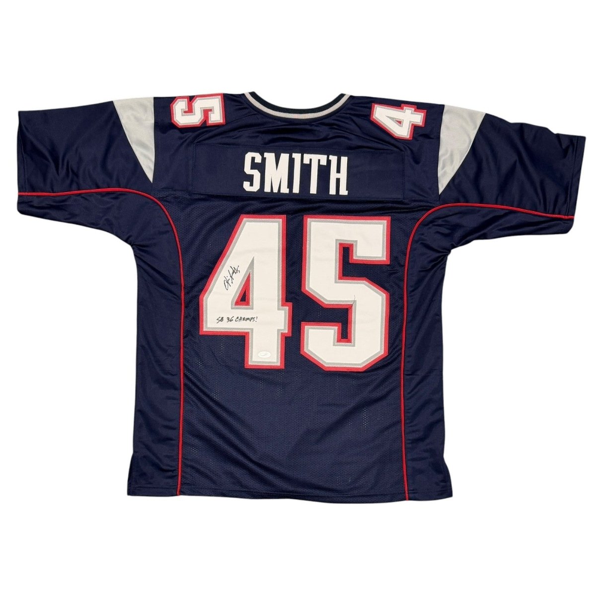 Otis Smith Signed Patriots Custom Jersey w/ SB 36 Champ JSA Witness COA