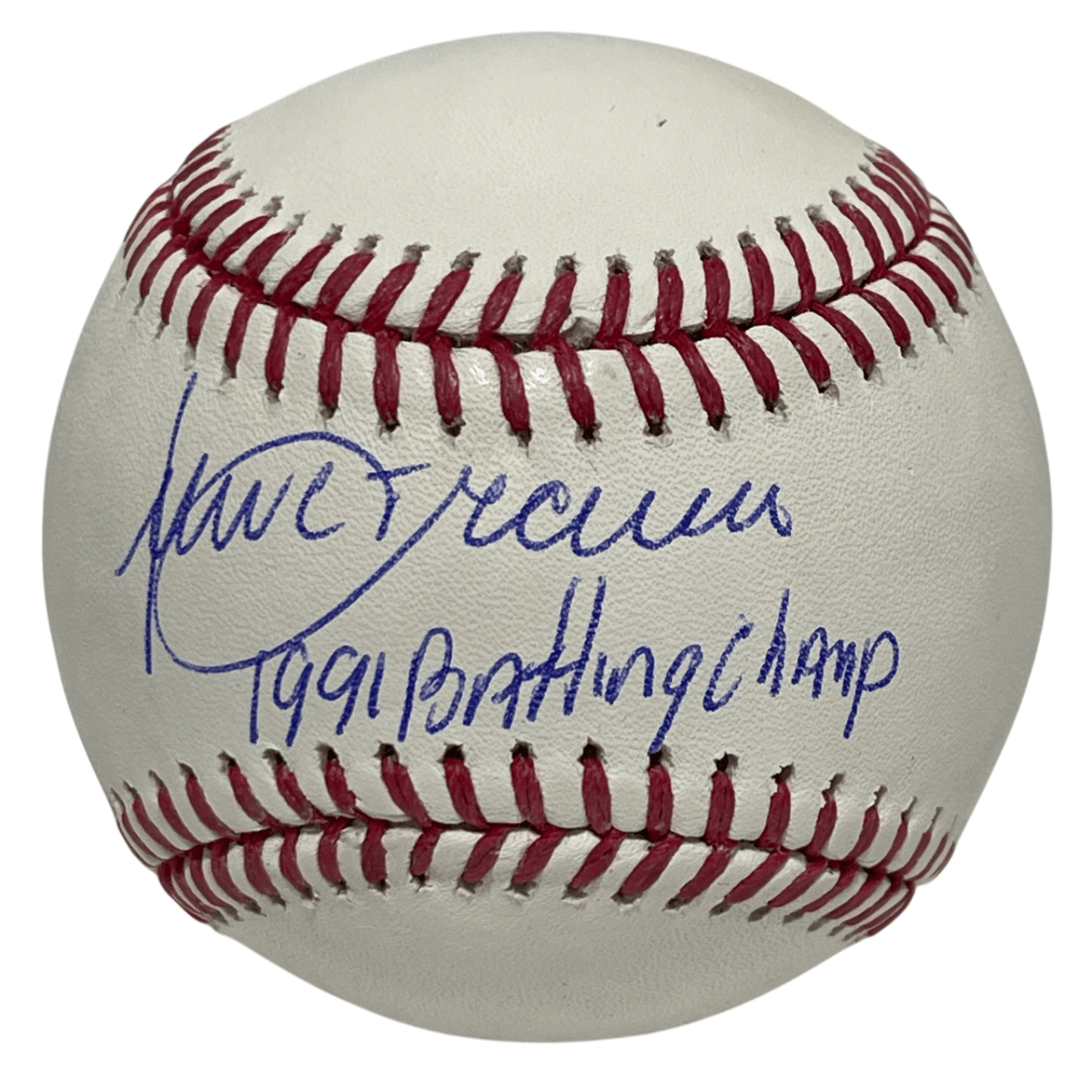 Julio Franco Signed ROMLB Baseball w/ 1991 Batting Champ Beckett Witness BAS COA