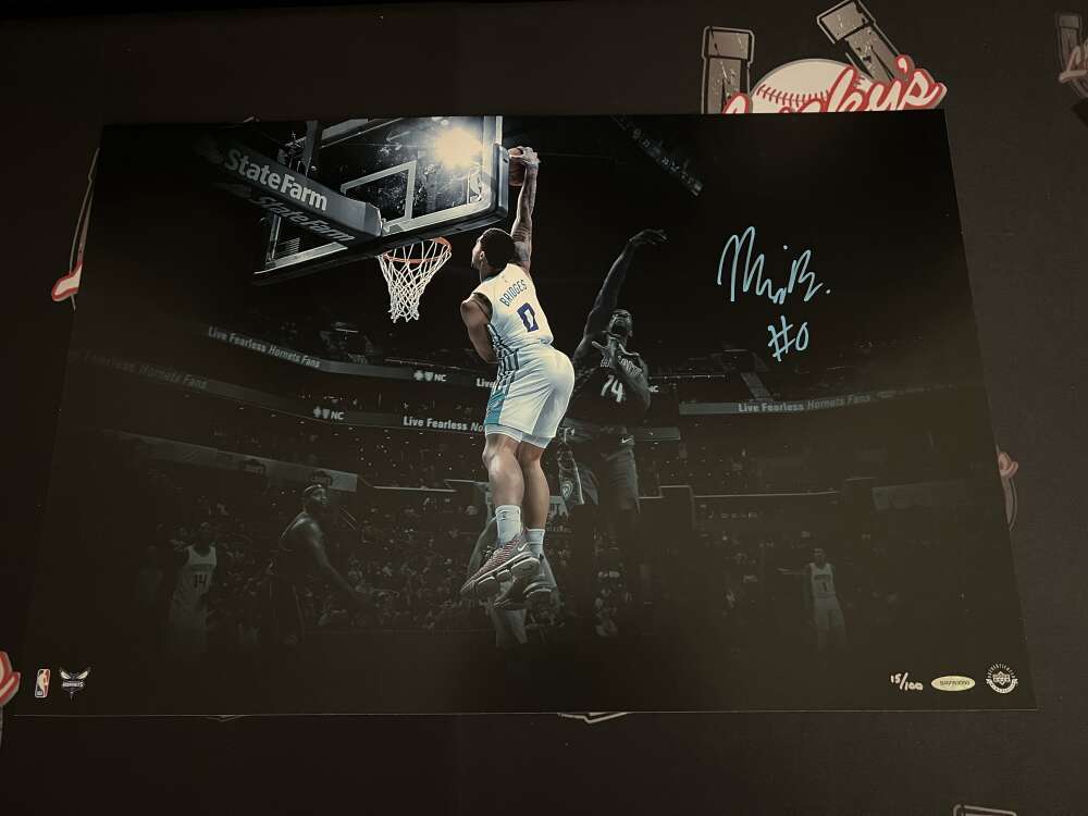 Miles Bridges Signed Auto 24x16 Photo Baseline Jam 15/100 Upper Deck UDA COA