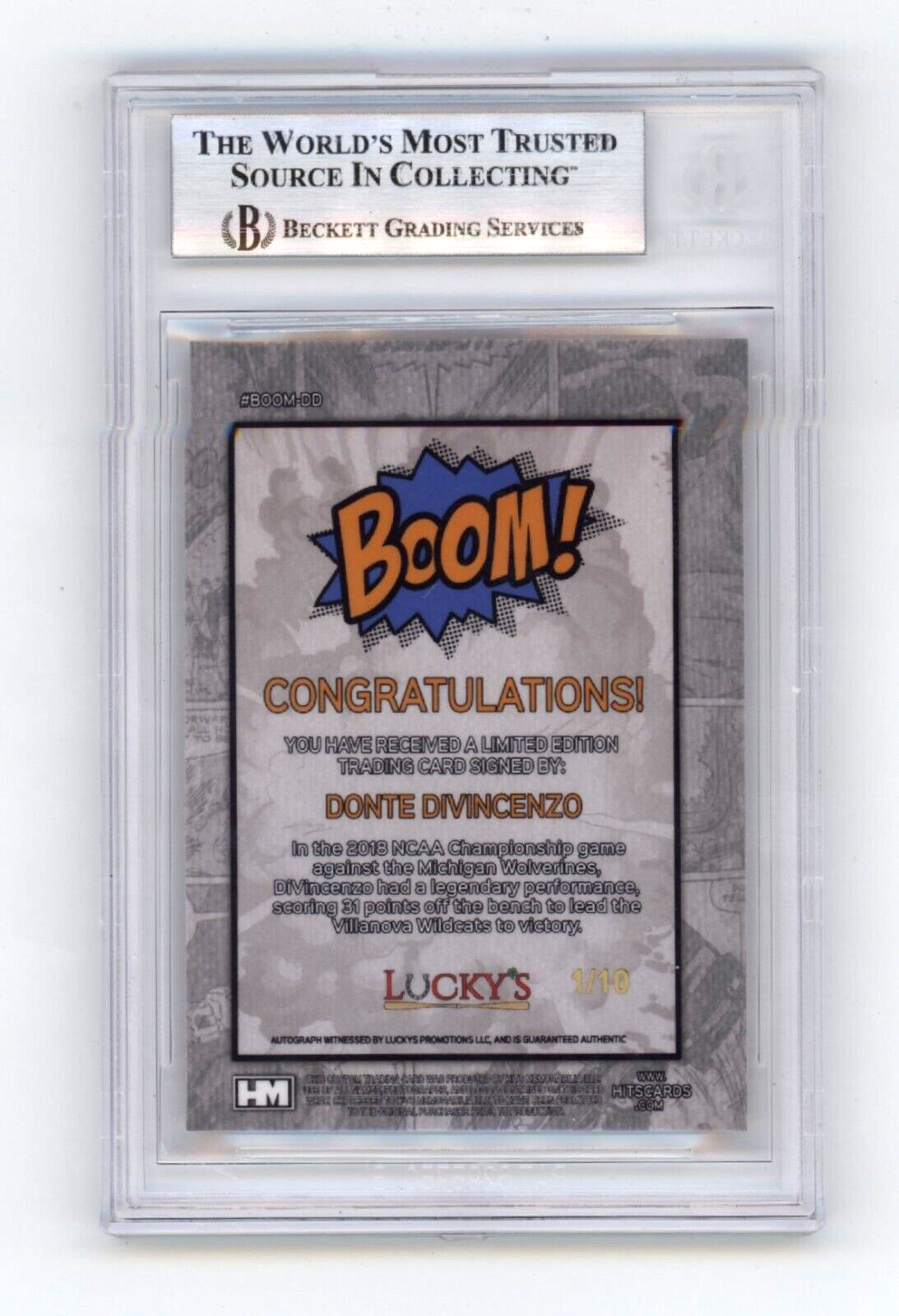 Donte DiVincenzo 2024 Hits Memorabilia BOOM Gold #/10 Signed BGS BAS Auto Knicks