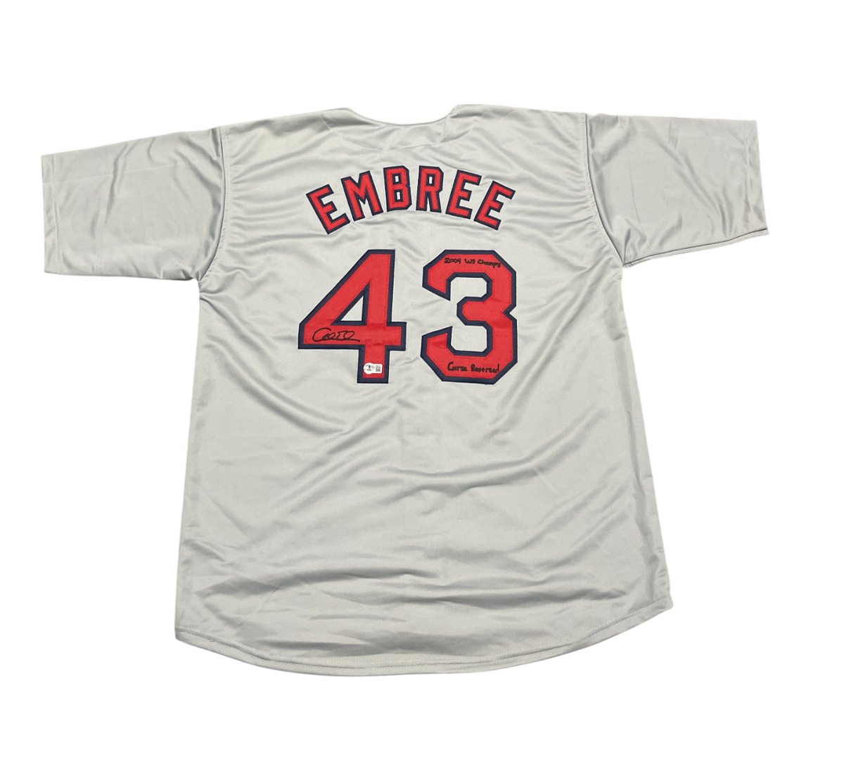 Alan Embree Signed Boston Red Sox Custom Jersey w/ WS + Curse Beckett BAS COA
