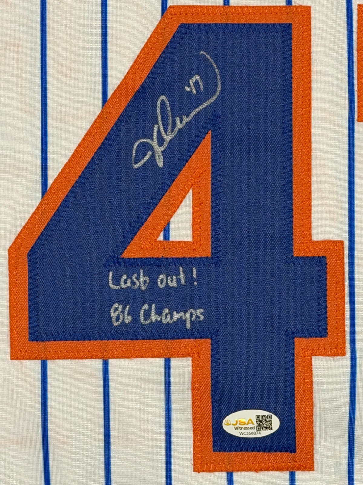 Jesse Orosco Signed New York Mets Custom Jersey w Last Out &amp; 86 Champs JSA W COA