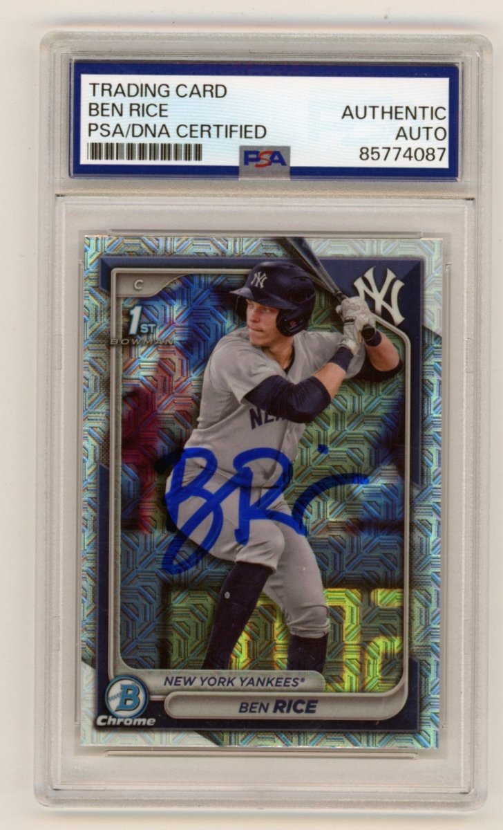 Ben Rice 2024 Bowman Chrome 1st Mega Mojo Refractor Signed RC PSA Auto Yankees