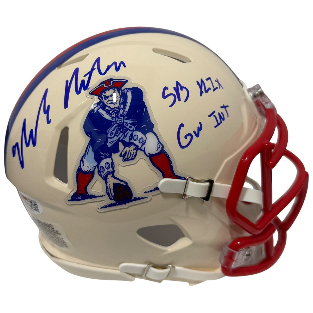 Malcolm Butler Signed Patriots Retro Mini Helmet w/ SB XLIX GW INT JSA Wit COA