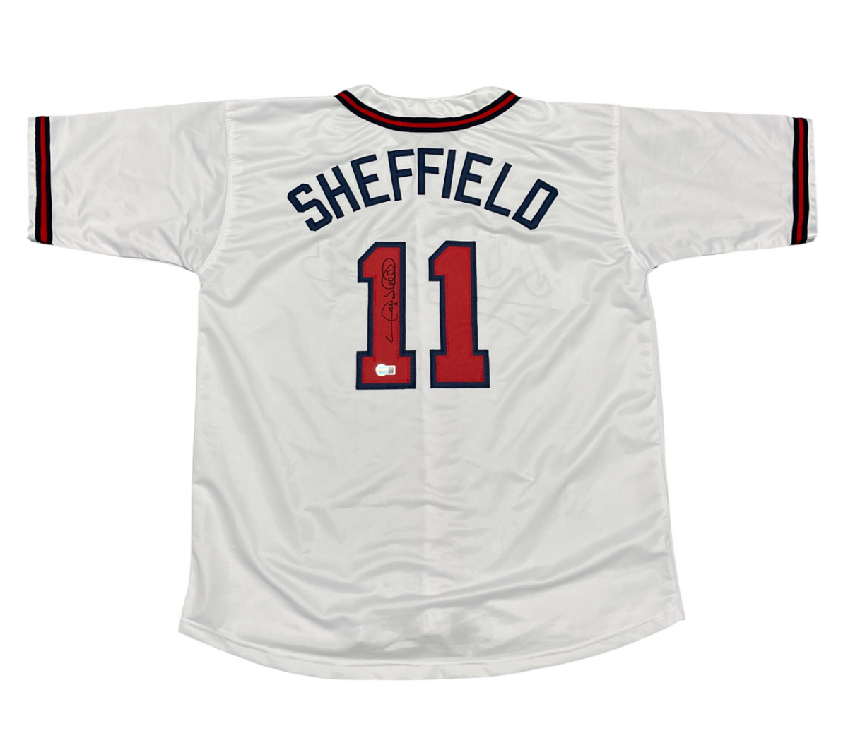 Gary Sheffield Signed Atlanta Braves Custom Jersey Beckett Witness BAS COA