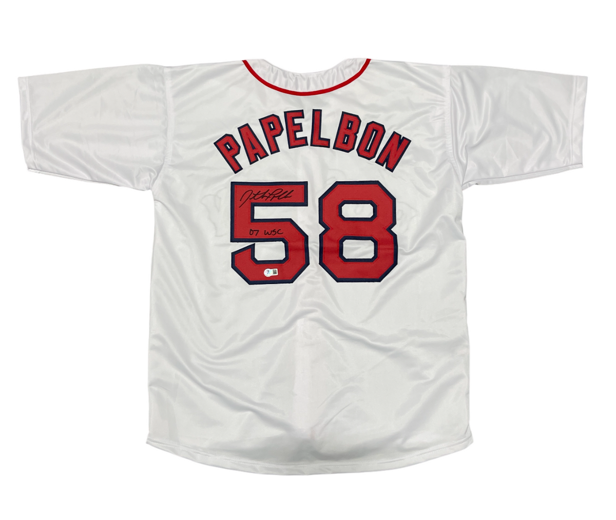Jonathan Papelbon Signed Boston Red Sox Custom Jersey w 07 WSC Beckett W BAS COA