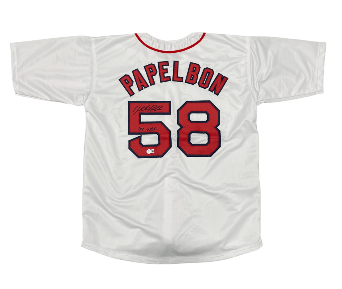 Jonathan Papelbon Signed Boston Red Sox Custom Jersey w 07 WSC Beckett W BAS COA