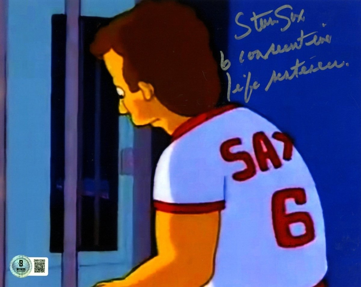 Steve Sax Signed Simpsons 8x10 Photo w/ 6 Consecutive sentence Beckett W BAS COA