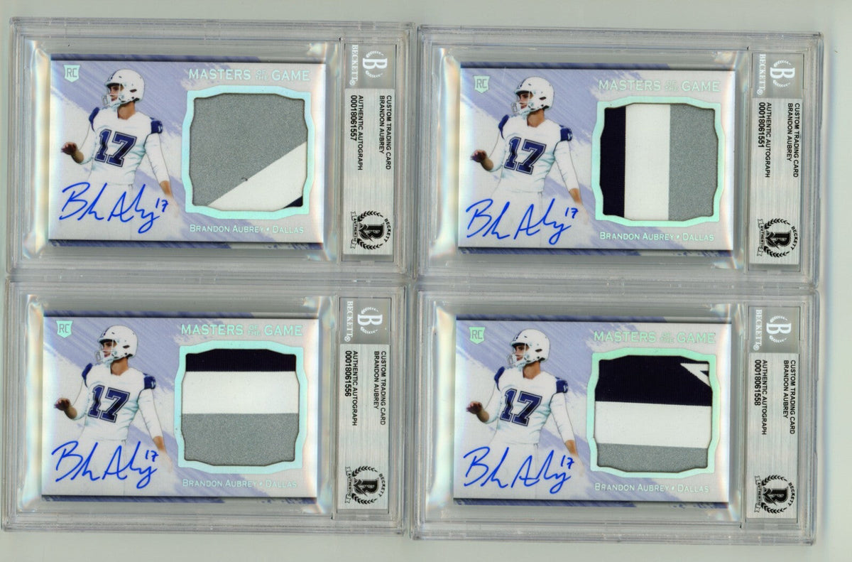 Brandon Aubrey 2023 Hits Memorabilia Silver H RPA Patch Auto RC #/17 BGS BAS