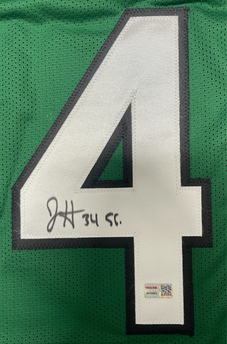 Justin Hardee Sr. Signed New York Jets Custom Green Jersey TRISTAR Holo COA