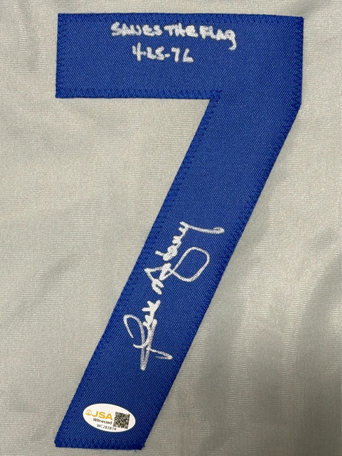 Rick Monday Signed Chicago Cubs Custom Jersey w/ Save The Flag 4/25/76 JSA W COA