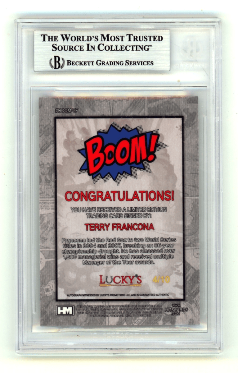 Terry Francona 2024 Hits Memorabilia BOOM Gold /10 Signed BGS BAS Auto Red Sox