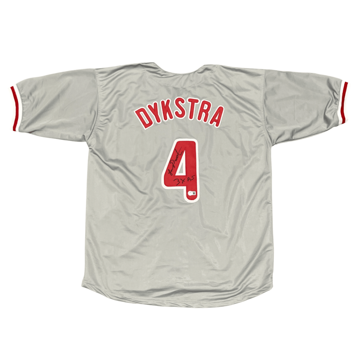 Lenny Dykstra Signed Phillies Custom Jersey w/ 3x AS Beckett Witness BAS COA