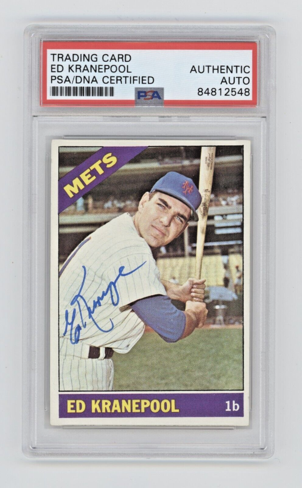 Ed Kranepool 1966Topps Baseball #212 Signed PSA Authentic Auto New York Mets