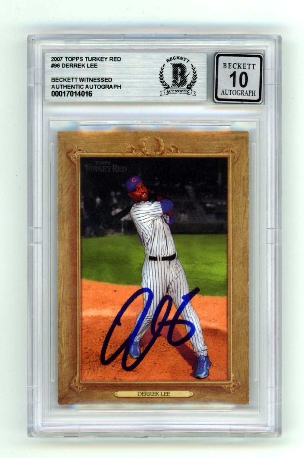 Derrek Lee 2007 Topps Turkey Red #96 Signed Beckett Wit BAS BGS 10 Auto Cubs