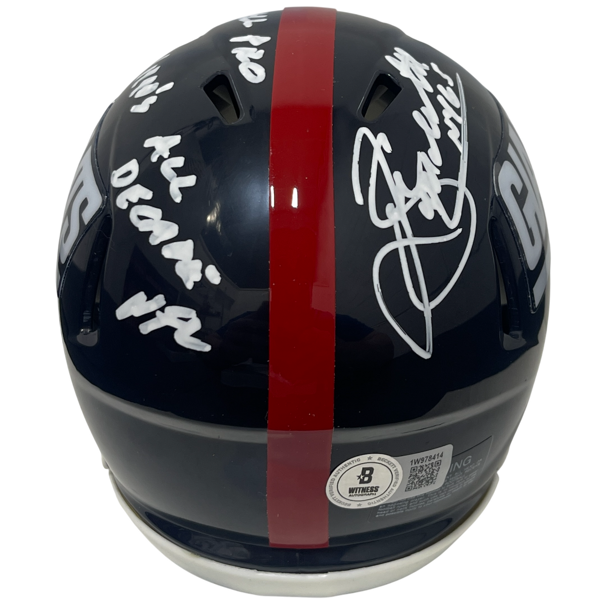 Sean Landeta Signed New York Giants TB Mini Helmet w/ 3 Insc Beckett Wit BAS COA