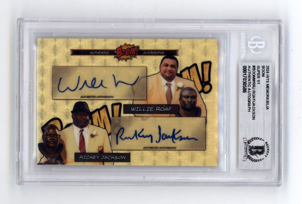 Willie Roaf &amp; Rickey Jackson 2024 Hits BOOM Super #1/1 Dual Signed BGS BAS Auto