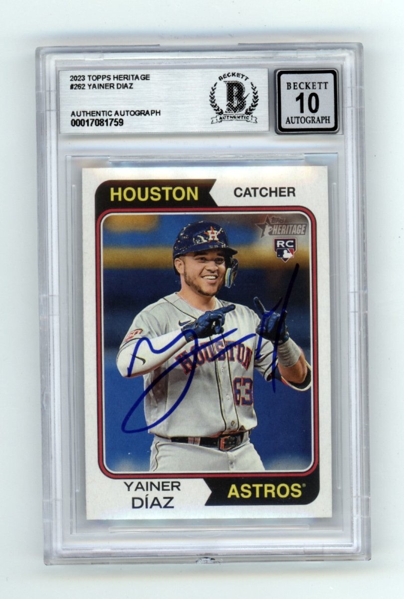 Yainer Diaz 2023 Topps Heritage #262 Rookie RC Signed Beckett BAS BGS 10 Auto