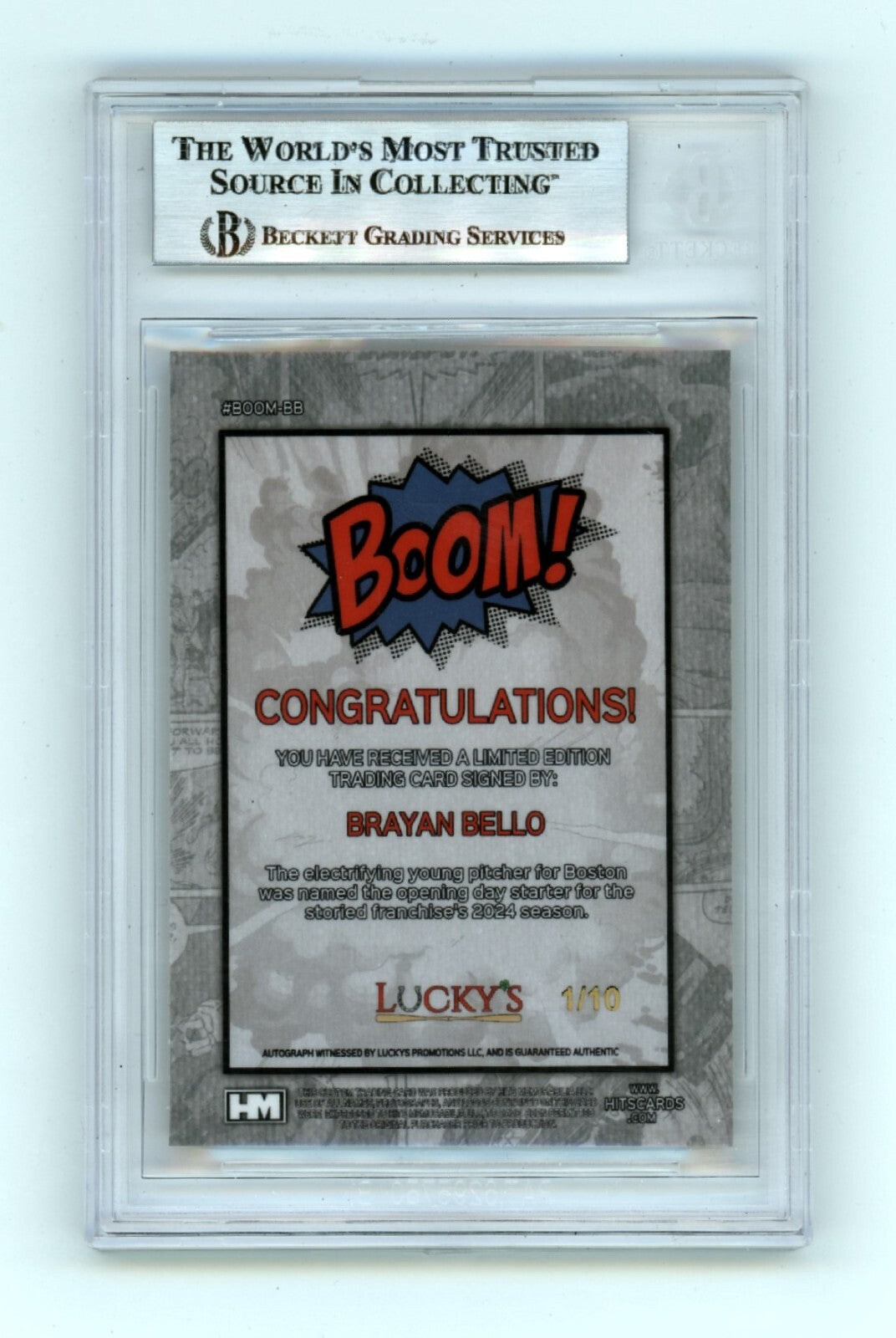 Brayan Bello 2024 Hits Memorabilia BOOM Gold #/10 Signed BGS BAS Auto Red Sox