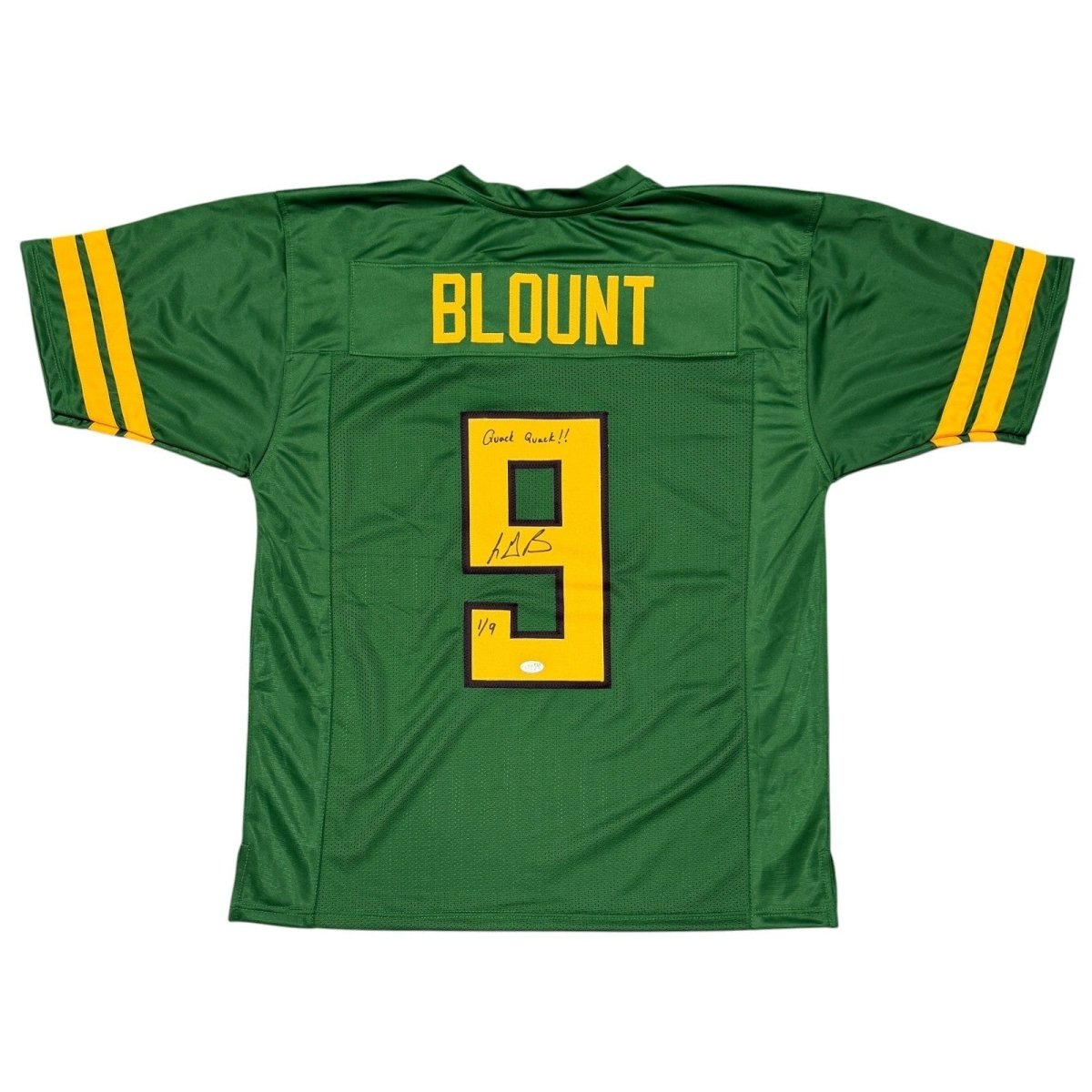 LeGarrette Blount Signed Oregon Custom Jersey LE /9 w/ Quack Quack JSA Wit COA