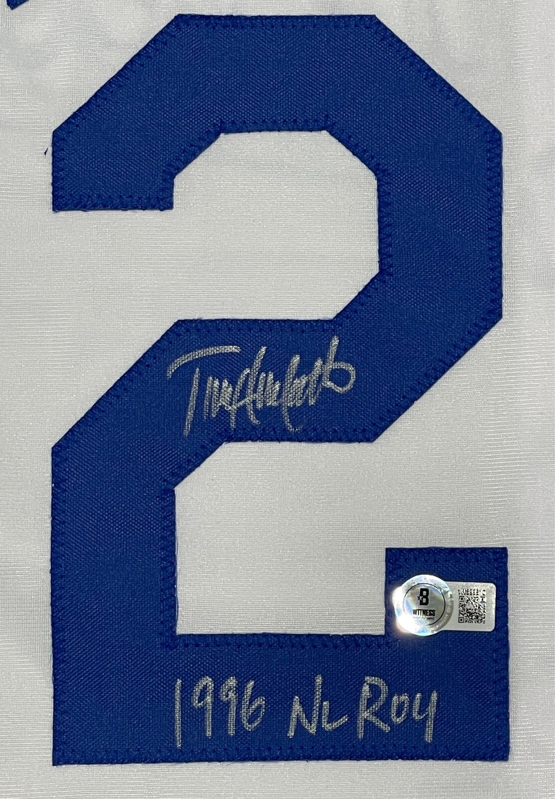 Todd Hollandsworth Signed LA Dodgers Custom Jersey w 96 NL ROY Beckett W BAS COA