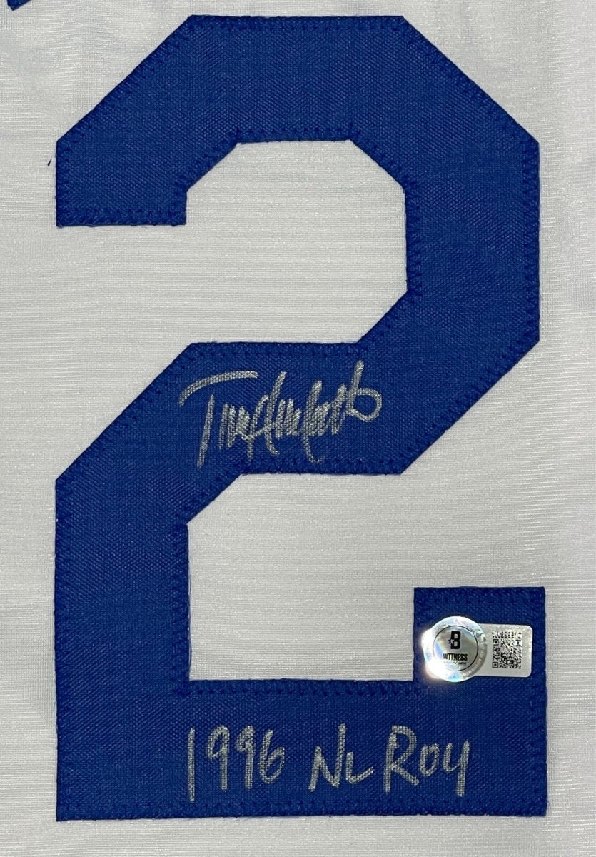Todd Hollandsworth Signed LA Dodgers Custom Jersey w 96 NL ROY Beckett W BAS COA