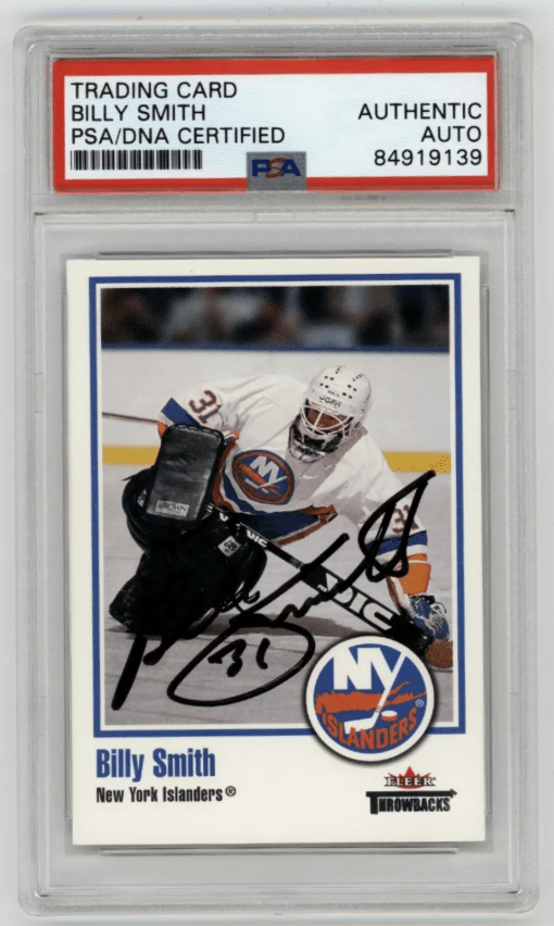Billy Smith 2002-03 Fleer Throwbacks #54 Signed PSA Authentic Auto Islanders HOF