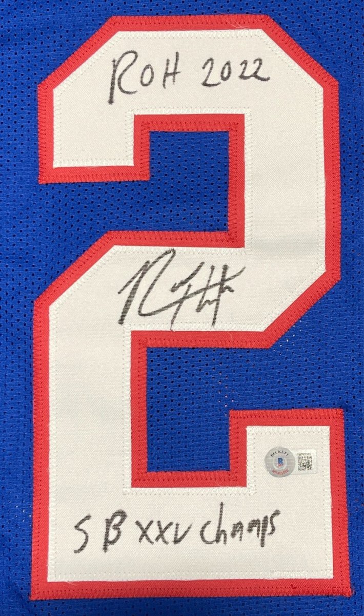 Rodney Hampton Signed NY Giants Custom Jersey w/ SB ROH Beckett Wit BAS COA