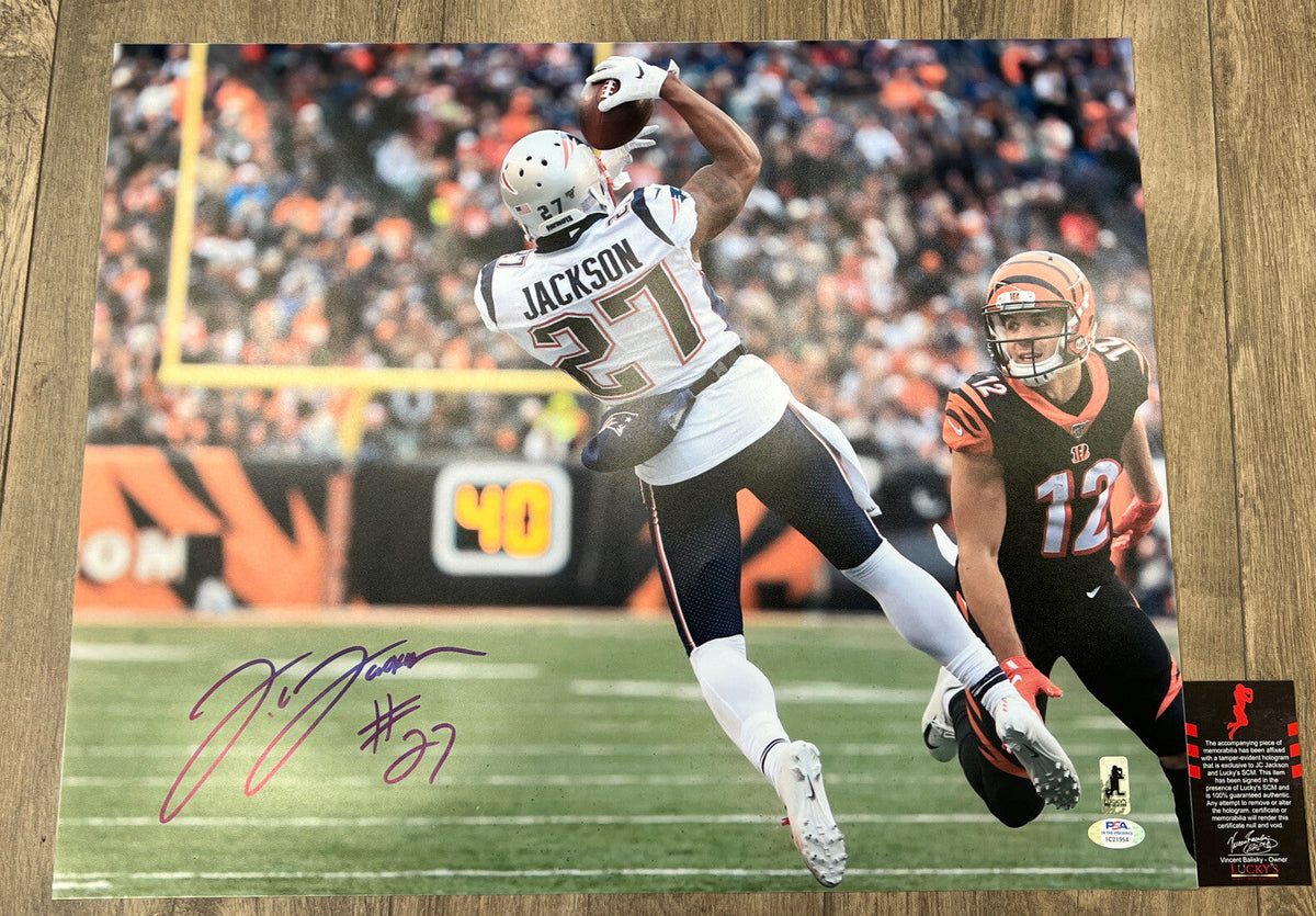 JC Jackson Signed Auto 16x20 Photo PSA ITP COA New England Patriots WHITE INT