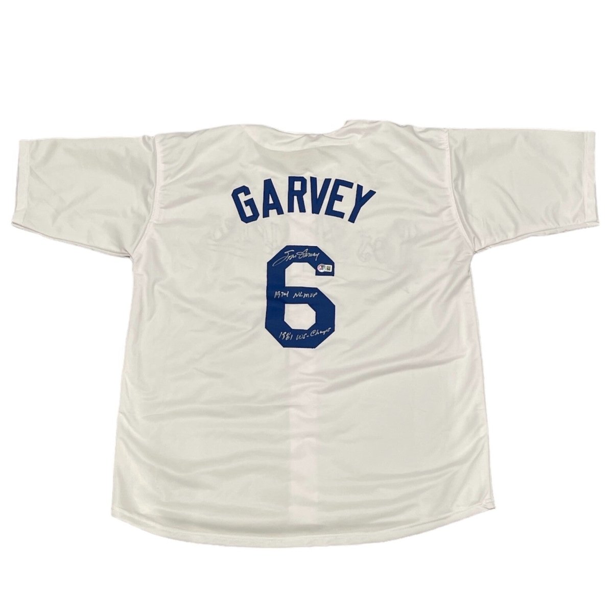 Steve Garvey Signed LA Dodgers Custom Jersey w/ 2 Ins MVP WS Beckett Wit BAS COA