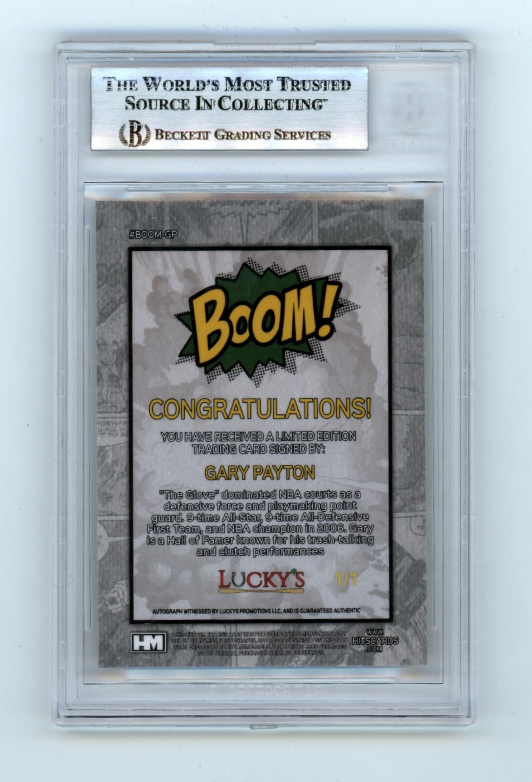 Gary Payton 2024 Hits Memorabilia BOOM Super #1/1 Signed BGS BAS Auto Sonics