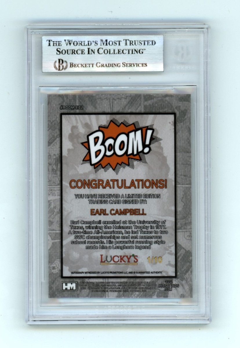 Earl Campbell 2024 Hits Memorabilia BOOM Gold #/10 Signed BGS BAS Auto Texas