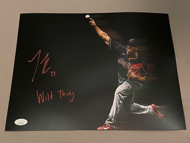 James Karinchak Signed Autographed Cleveland Indians 11x14 Photo JSA W COA