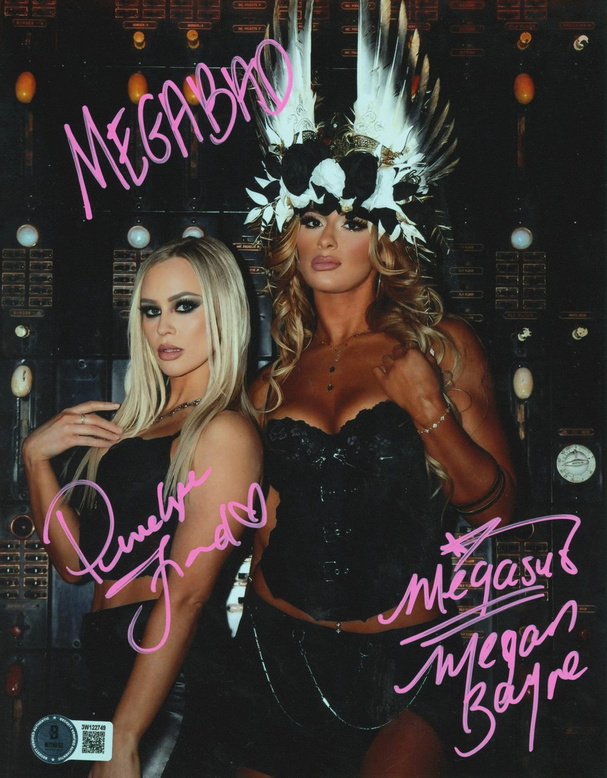 Penelope Ford &amp; Megan Bayne Signed AEW 8x10 Photo w/ 2 Ins Beckett W BAS COA #1