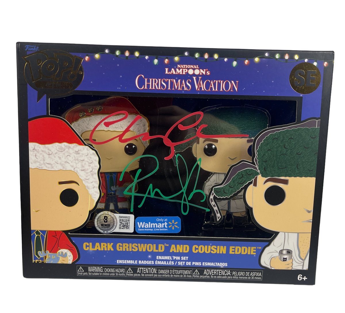 Chevy Chase &amp; Randy Quaid Signed Auto Vacation Funko Pop Pins Beckett BAS W COA
