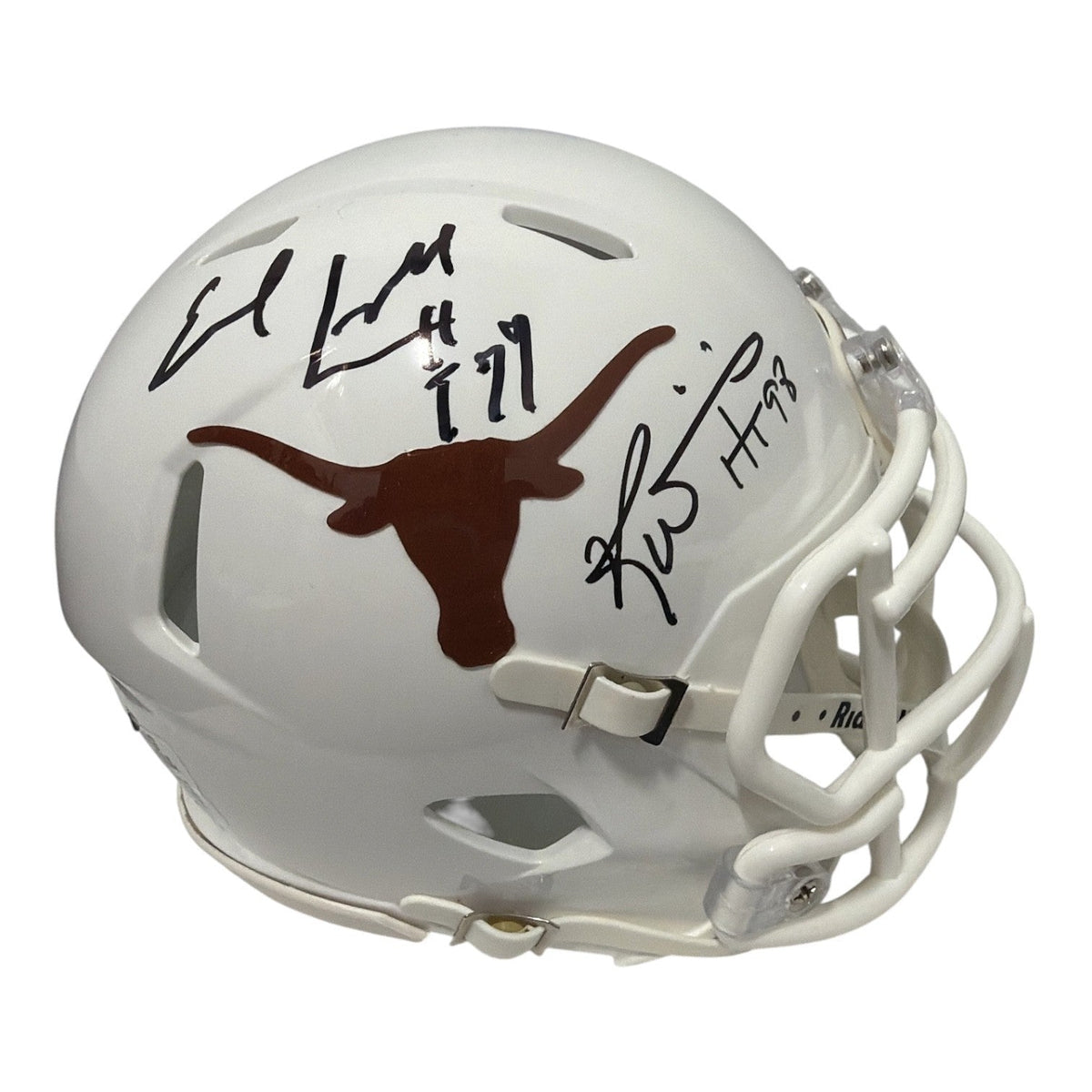 Earl Campbell &amp; Ricky Williams Signed Texas Mini Helmet w/ HT Insc JSA Wit COA