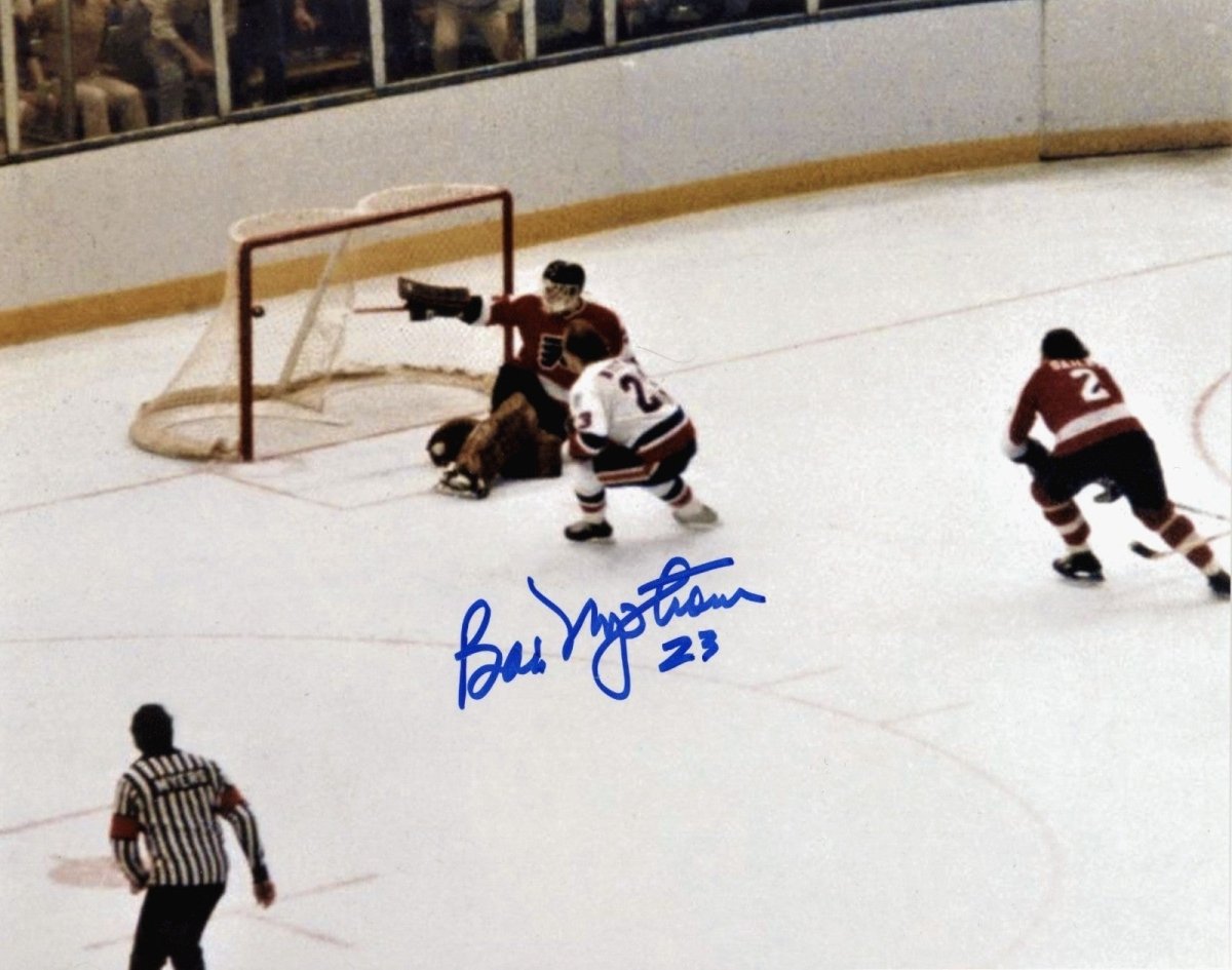 Bobby Nystrom Signed Autographed 1980 Cup Goal Islanders 8x10 Photo LSCM COA #5