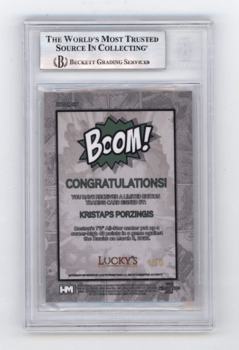 Kristaps Porzingis 2024 Hits Memorabilia BOOM Gold #/10 Signed BGS BAS Auto