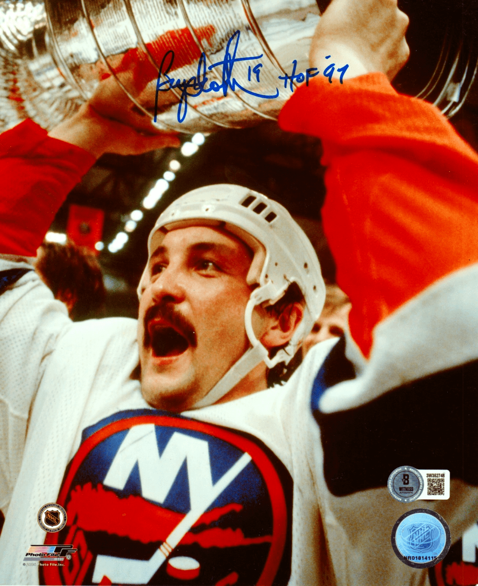 Bryan Trottier Signed Islanders 8x10 Photo File w/ HOF 97 Beckett Wit BAS COA #2