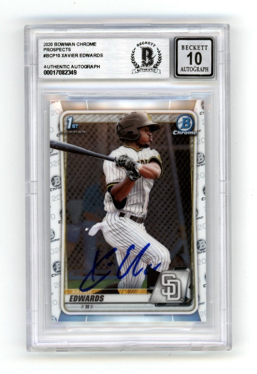 Xavier Edwards 2022 Bowman Chrome Prospects #BCP10 1st Signed BAS BGS 10 Auto