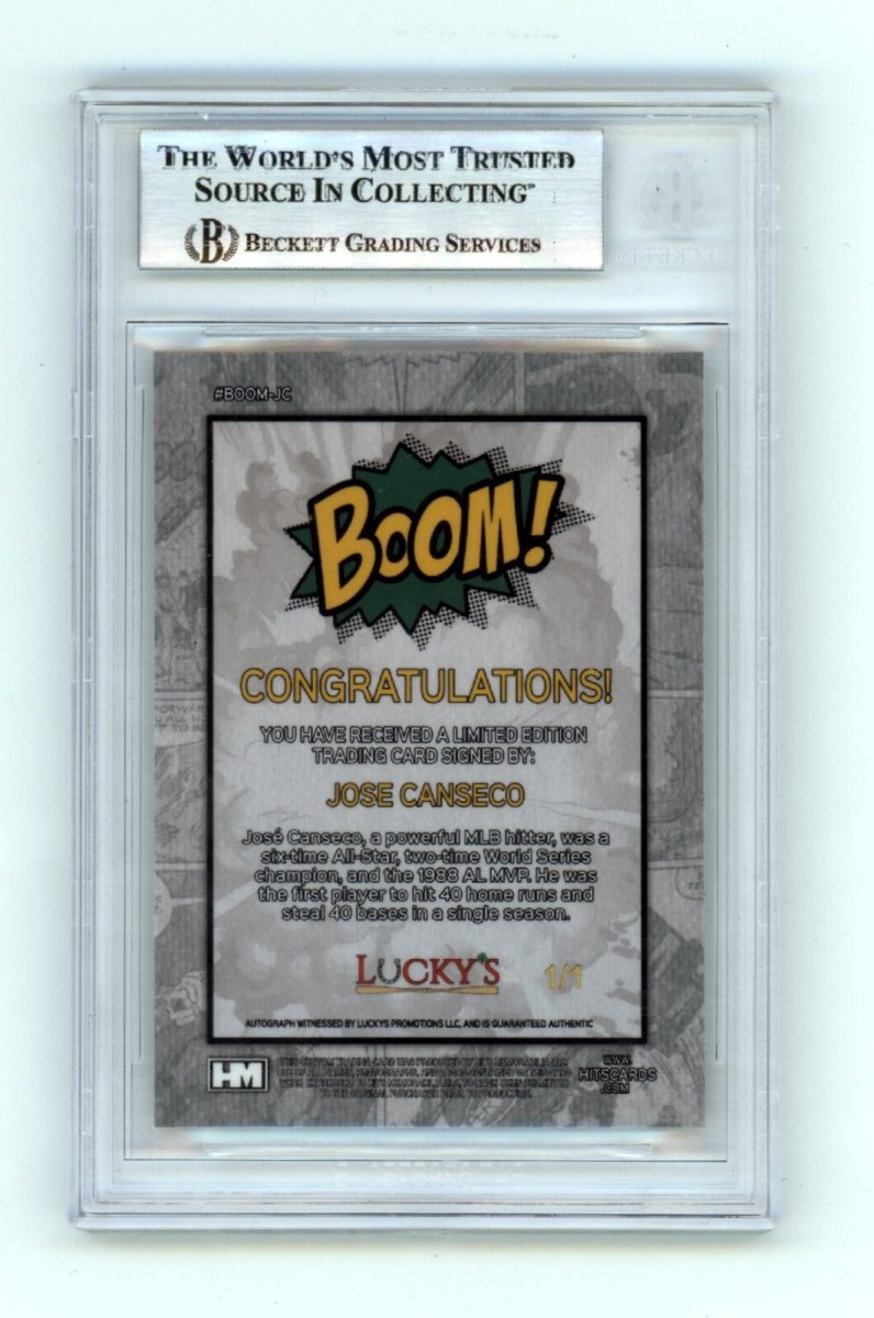 Jose Canseco 2024 Hits Memorabilia BOOM Super #1/1 Signed BGS BAS Auto Athletics