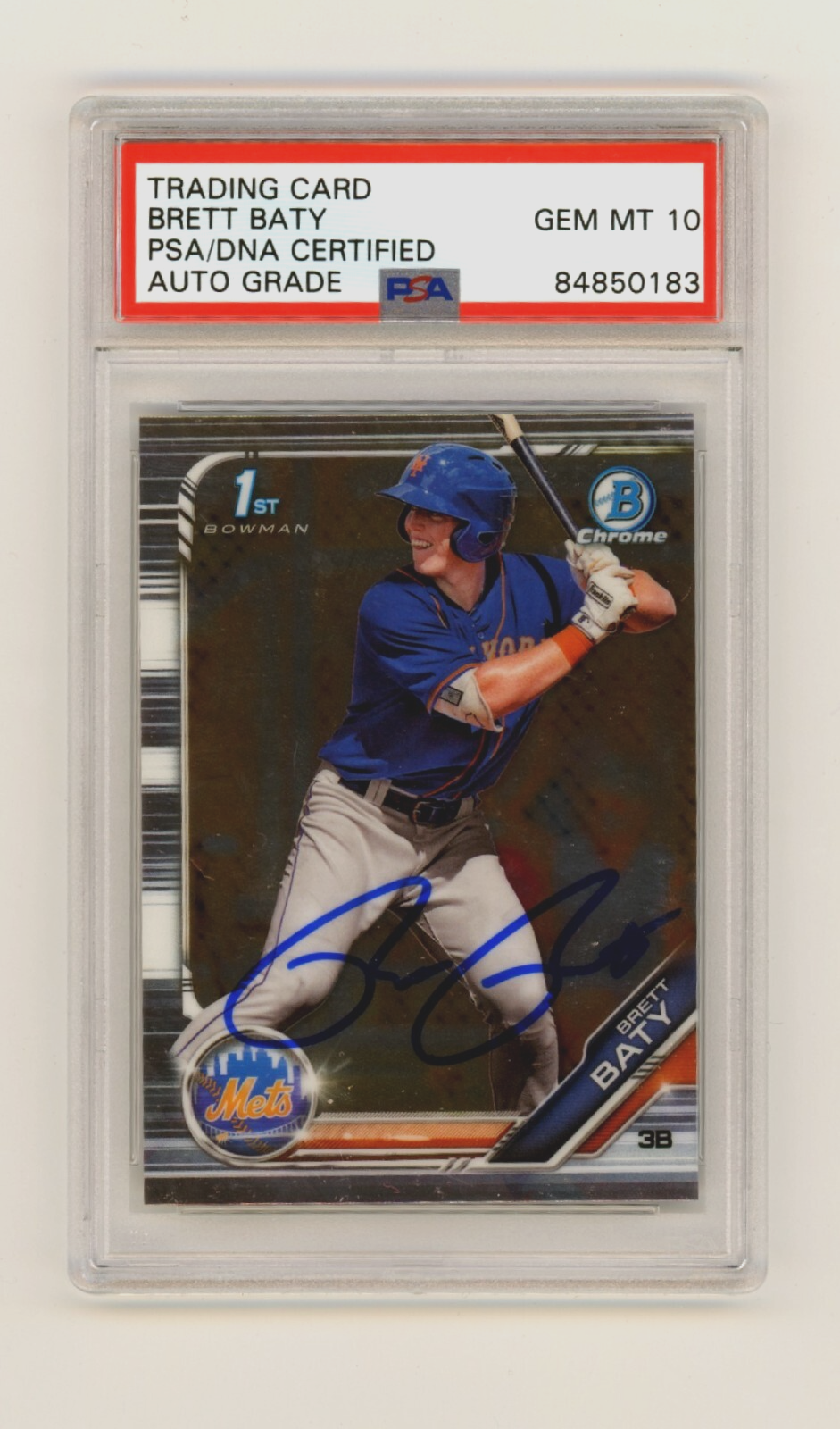 Brett Baty 2019 Bowman Chrome Draft 1st Prospect Signed PSA 10 Auto RC NY Mets