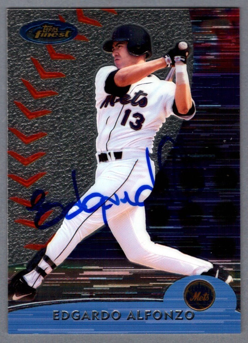 Edgardo Alfonzo Signed Autographed 2000 Topps Finest #58 LSCM COA New York Mets