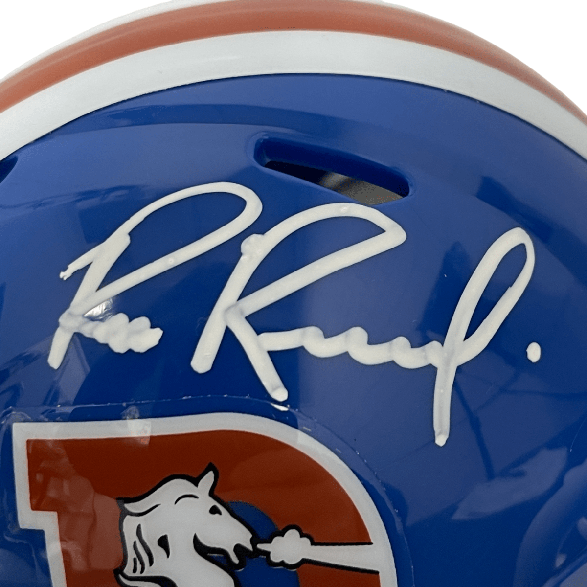 Bill Romanowski Signed Broncos 75-95 TB Mini Helmet Beckett Witness BAS COA