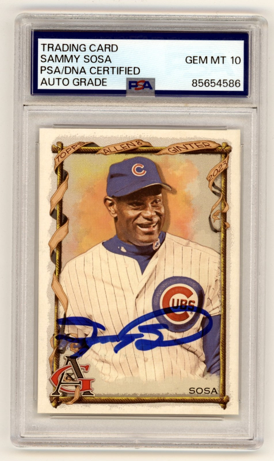 Sammy Sosa 2023 Topps Allen &amp; Ginter #347 SP Signed PSA 10 Auto Chicago Cubs