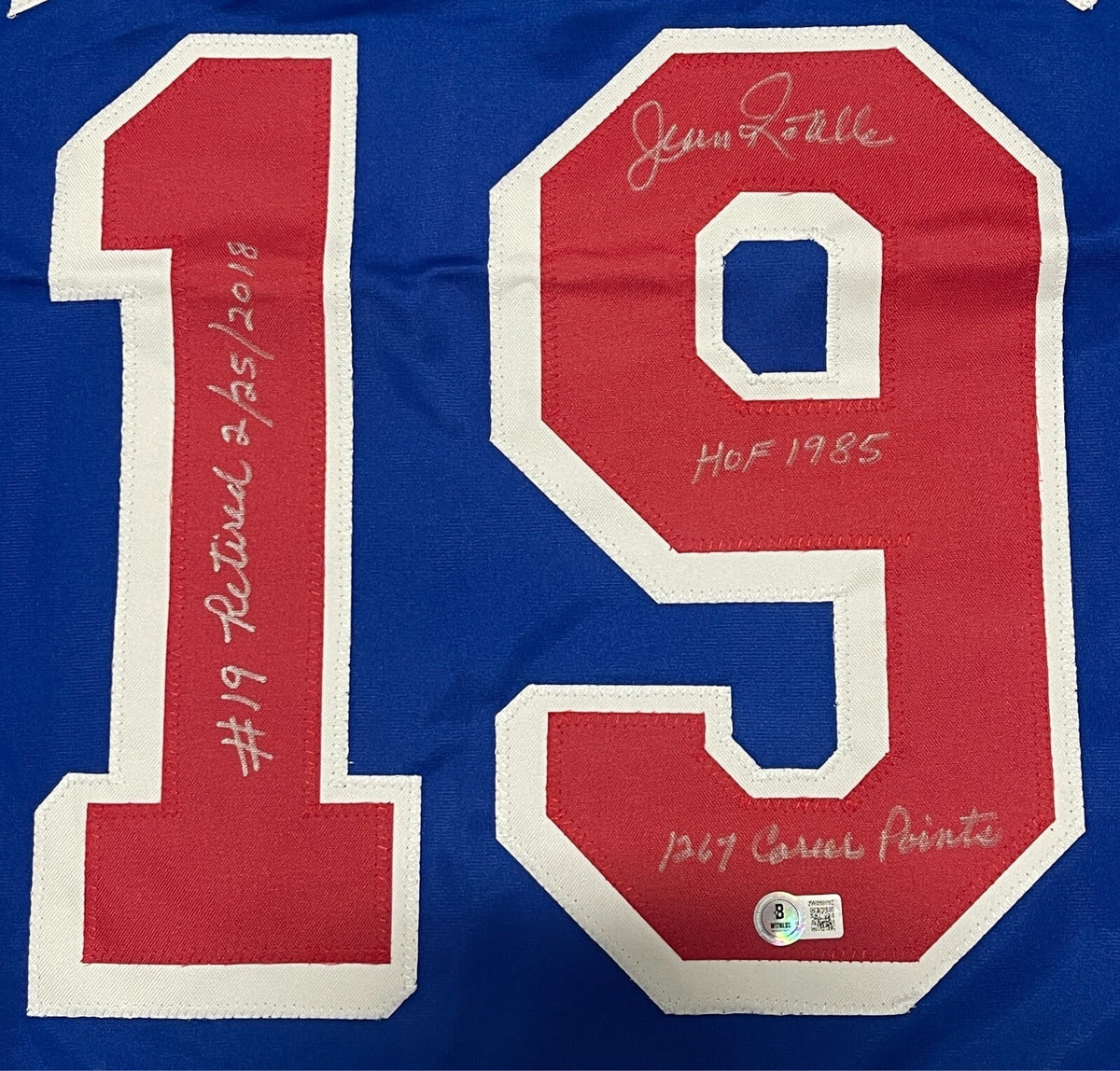 Jean Ratelle Signed NY Rangers Custom Jersey w/ 3 Insc Beckett Wit BAS COA