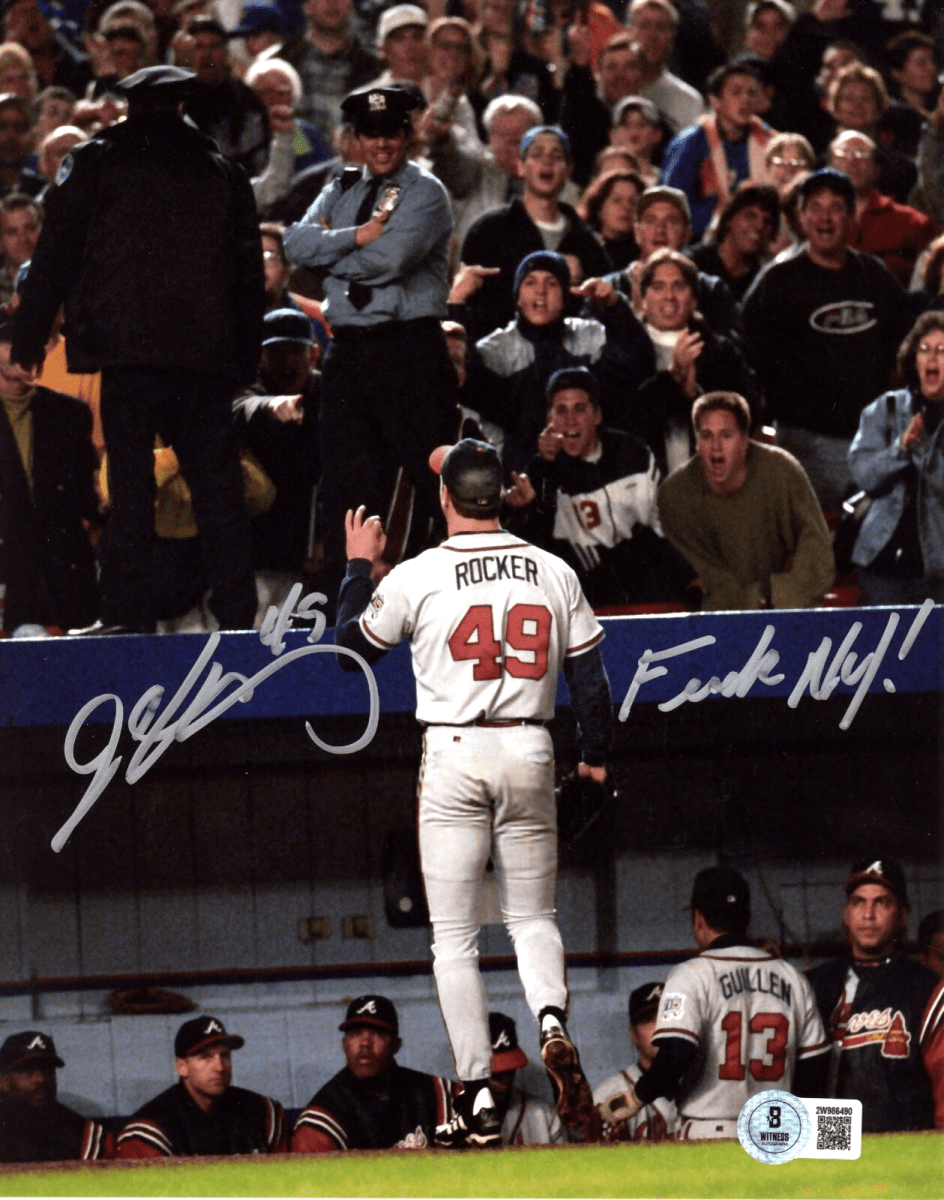 John Rocker Signed Atlanta Braves 8x10 Photo w/ F**K NY Beckett Wit BAS COA #1