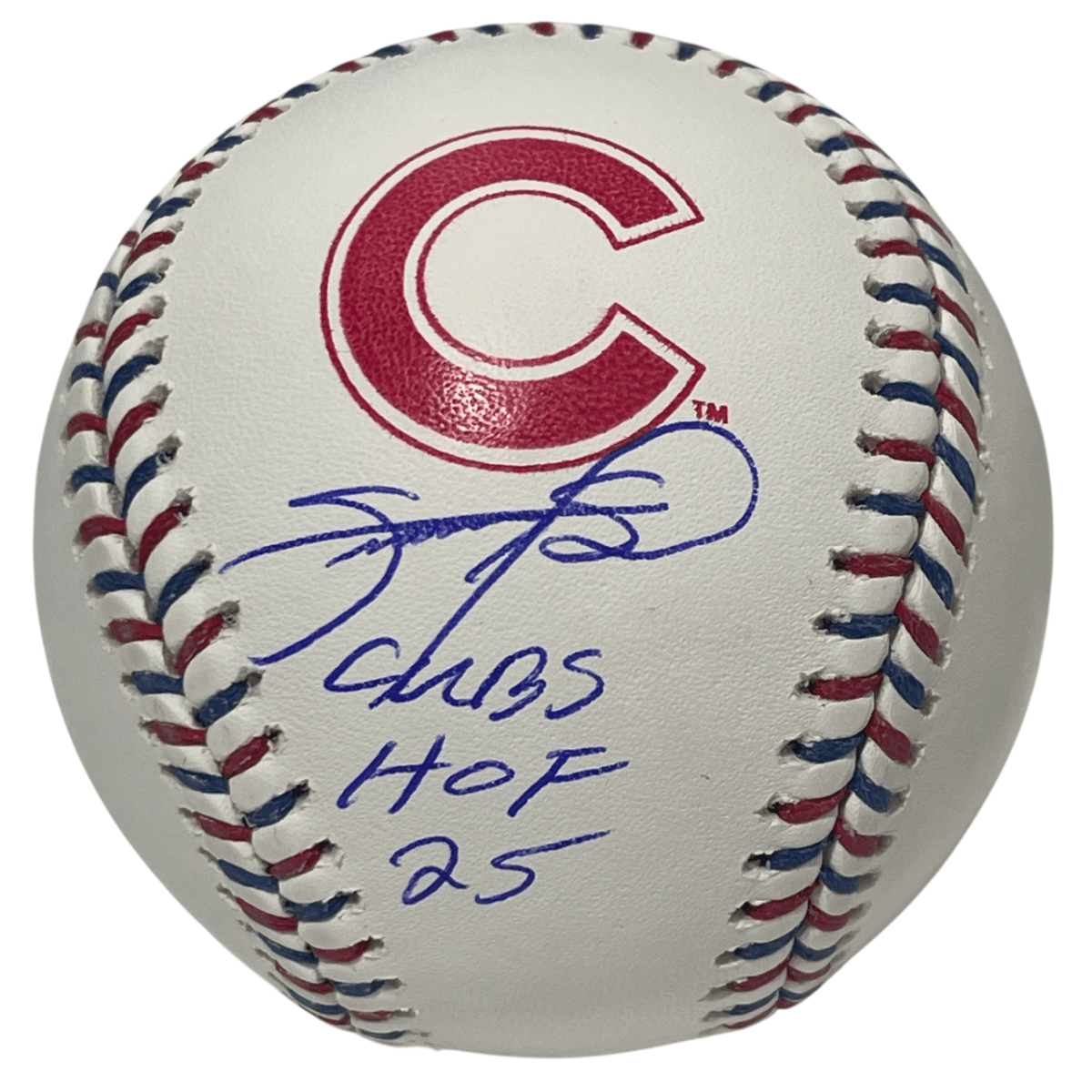 Sammy Sosa Signed Cubs Logo ROMLB Baseball w/ Cubs HOF 25 Beckett Wit BAS COA