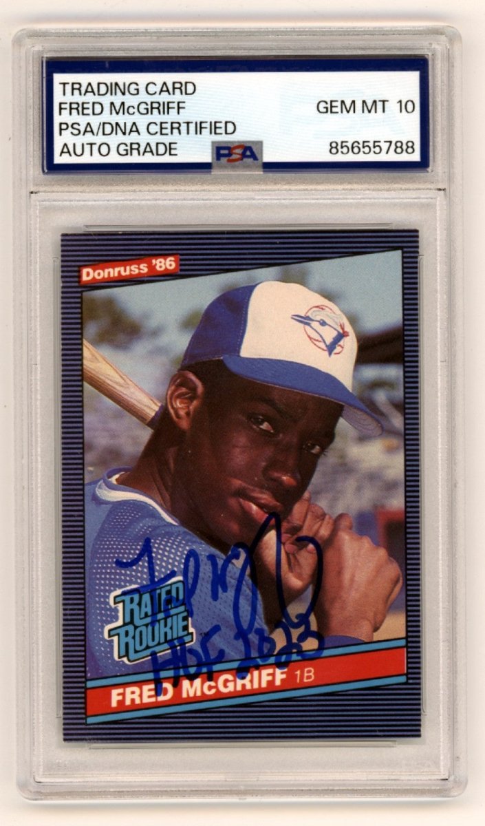Fred McGriff 1986 Donruss #28 Signed Rookie RC w/ HOF 2023 Insc. PSA 10 Auto